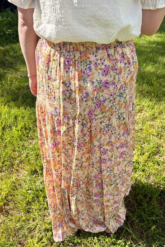Buttercream Floral Maxi Skirt