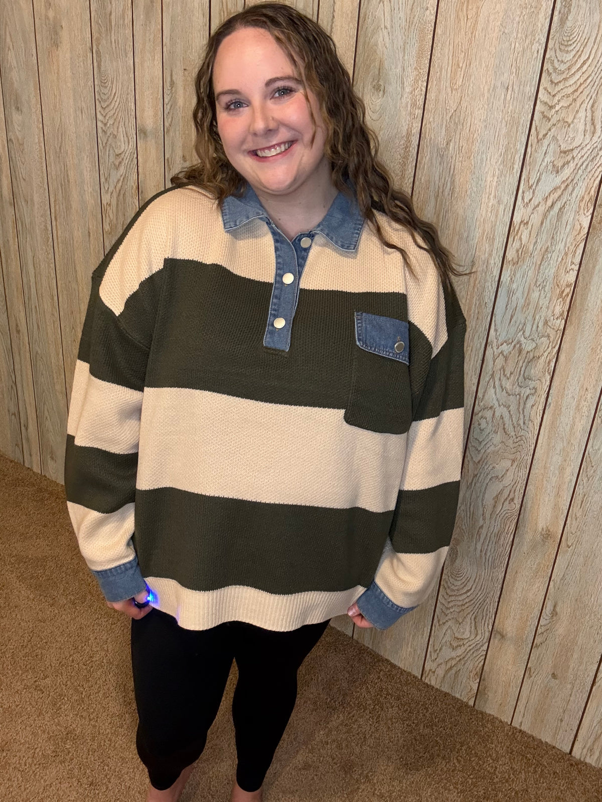 Denim Collared Comfy Sweater