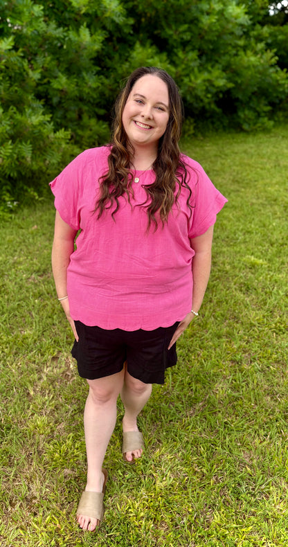 Summer's Scalloped Linen Top