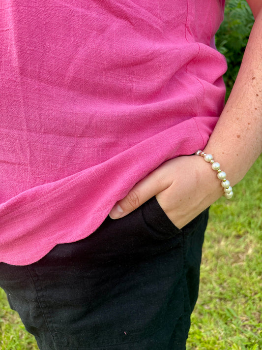 Summer's Scalloped Linen Top
