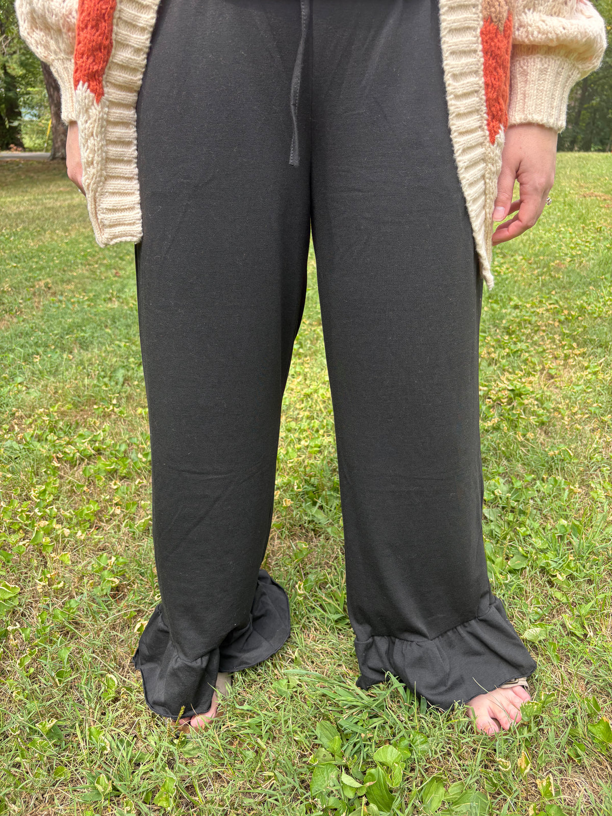 Black Ruffle Pants