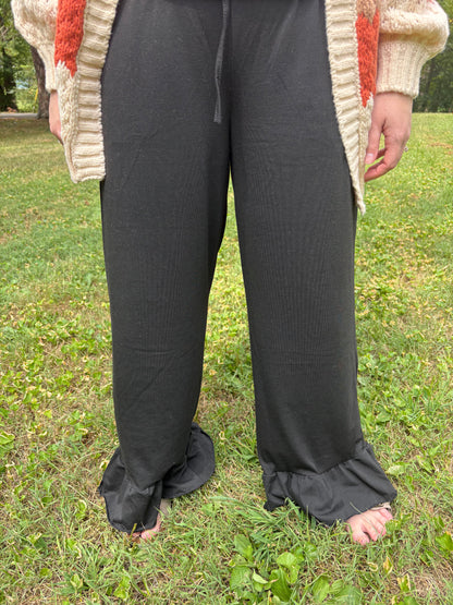 Black Ruffle Pants