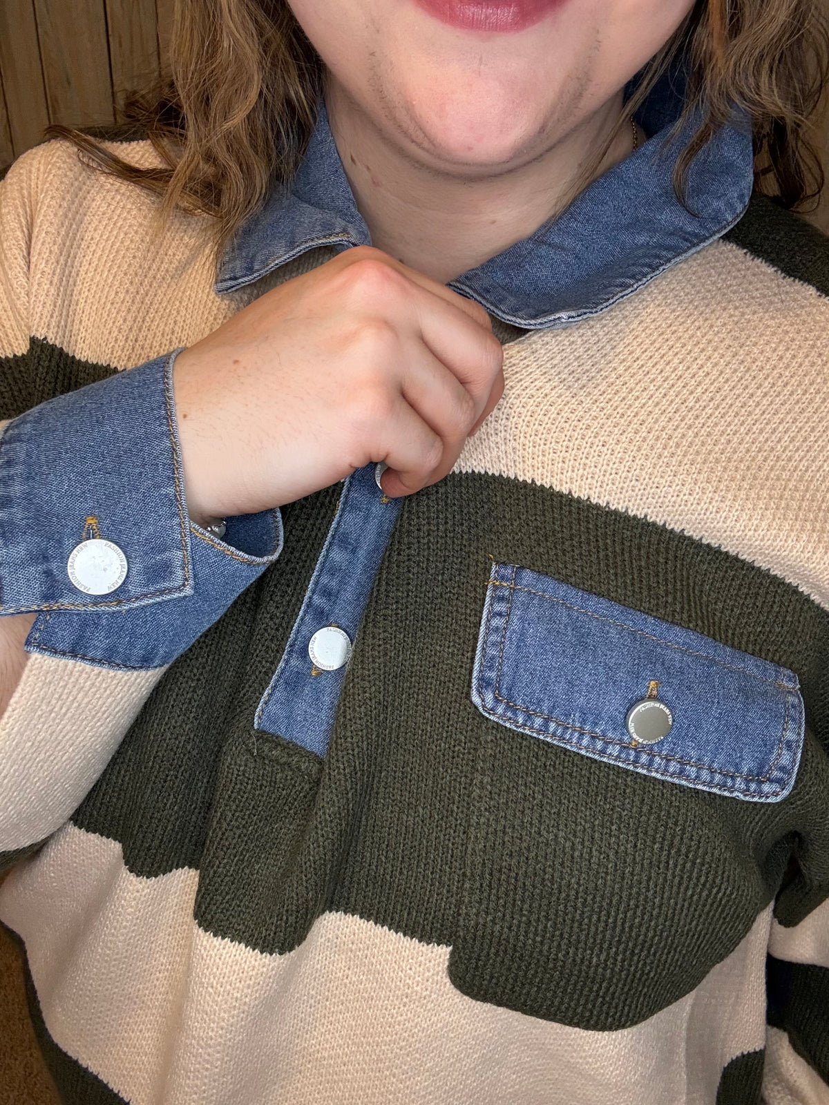 Denim Collared Comfy Sweater