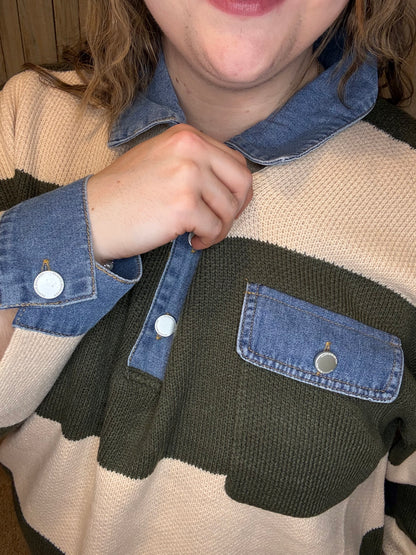 Denim Collared Comfy Sweater