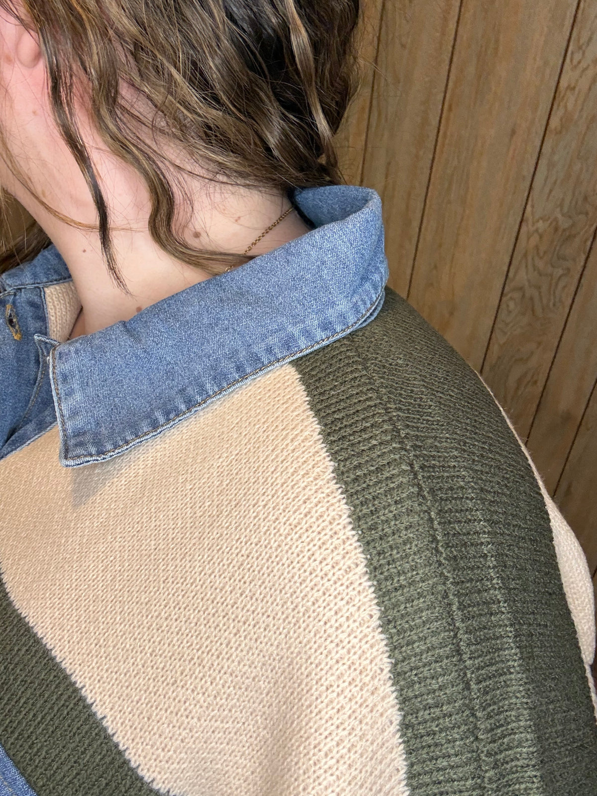 Denim Collared Comfy Sweater