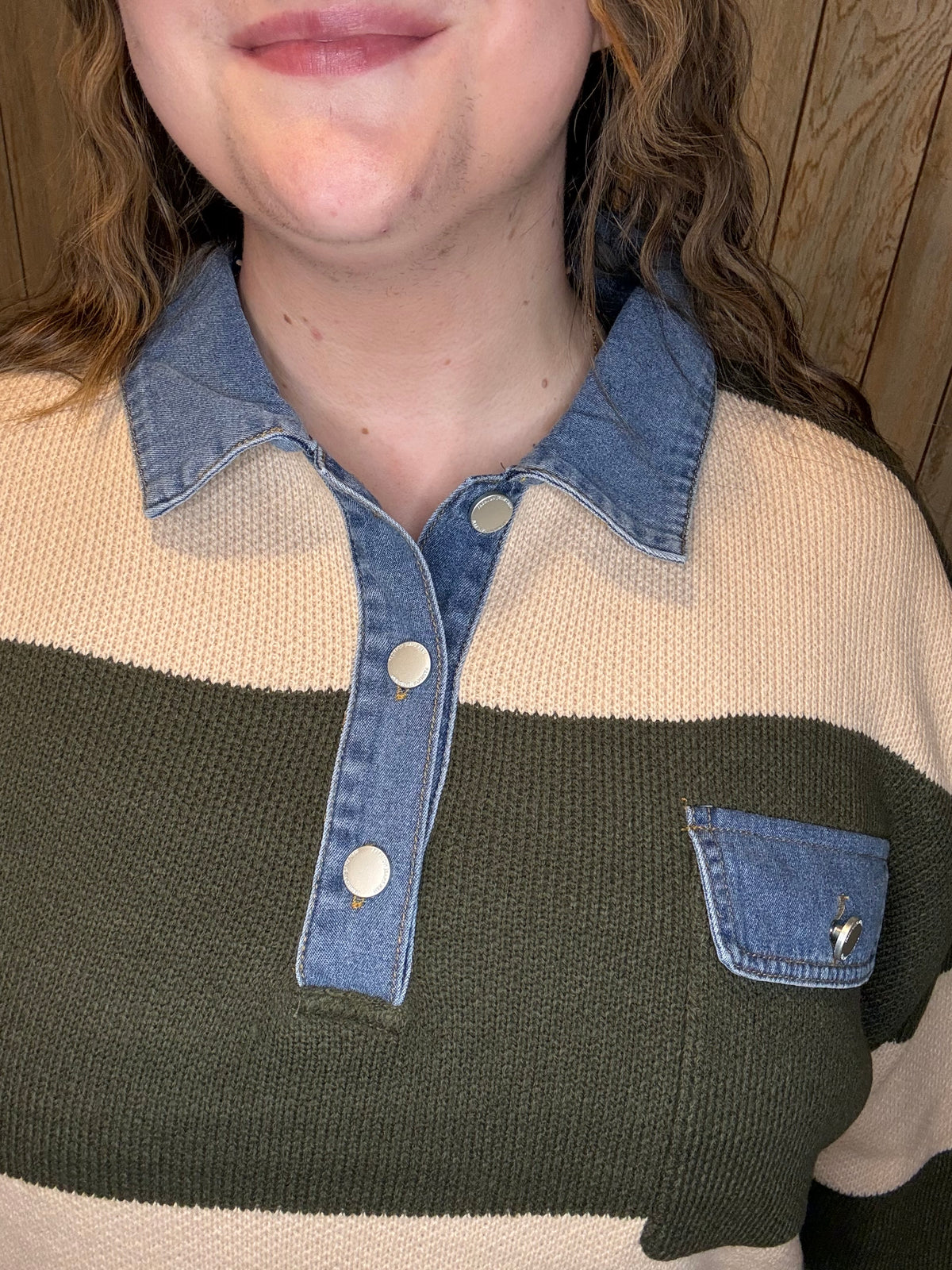 Denim Collared Comfy Sweater
